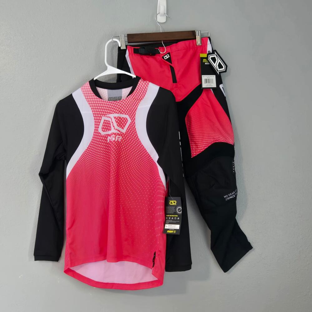 NEW MSR Youth Axxis Motocross Gear Combo Set Pink Girl Jersey Pants 26in YXL